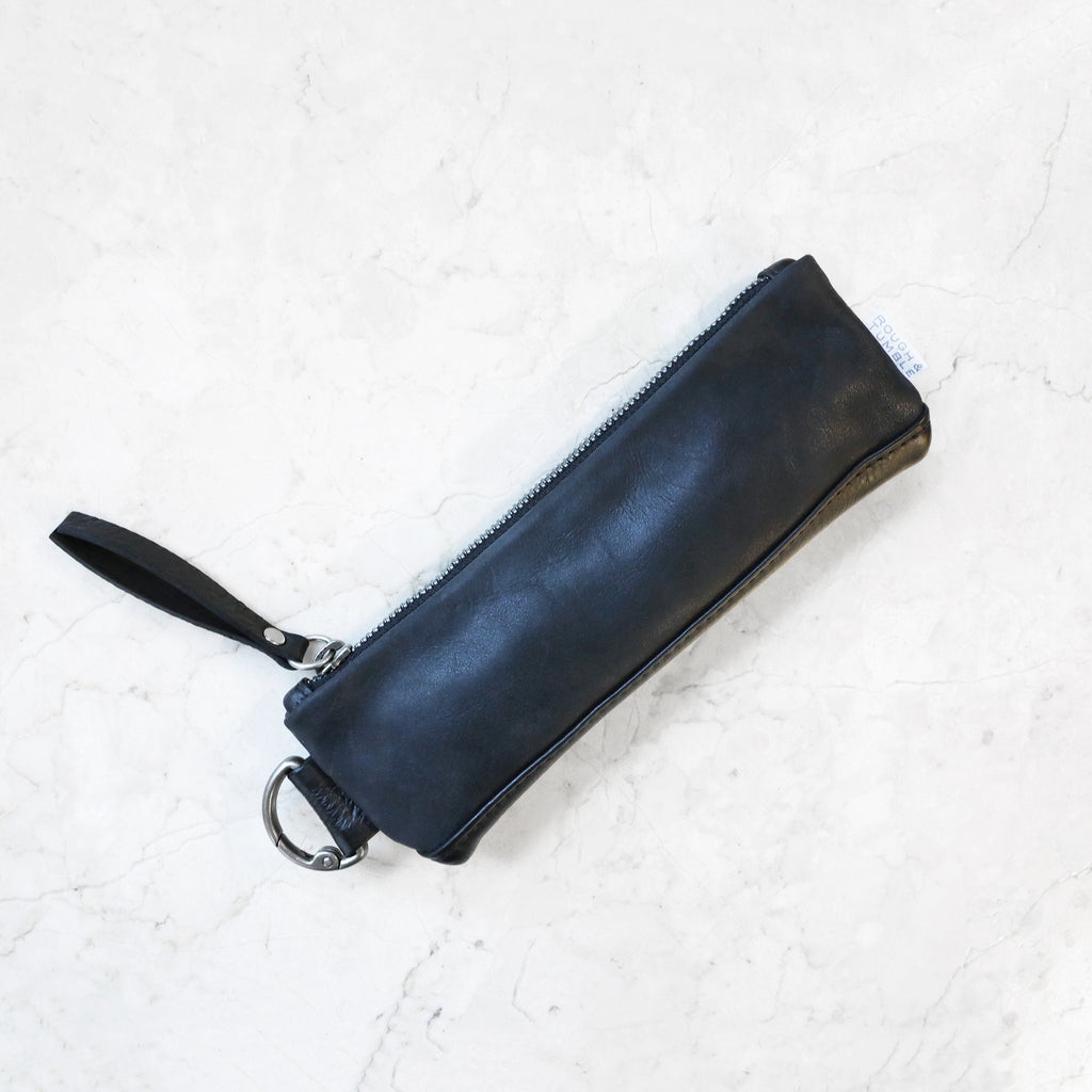 pencil case in tumbled black