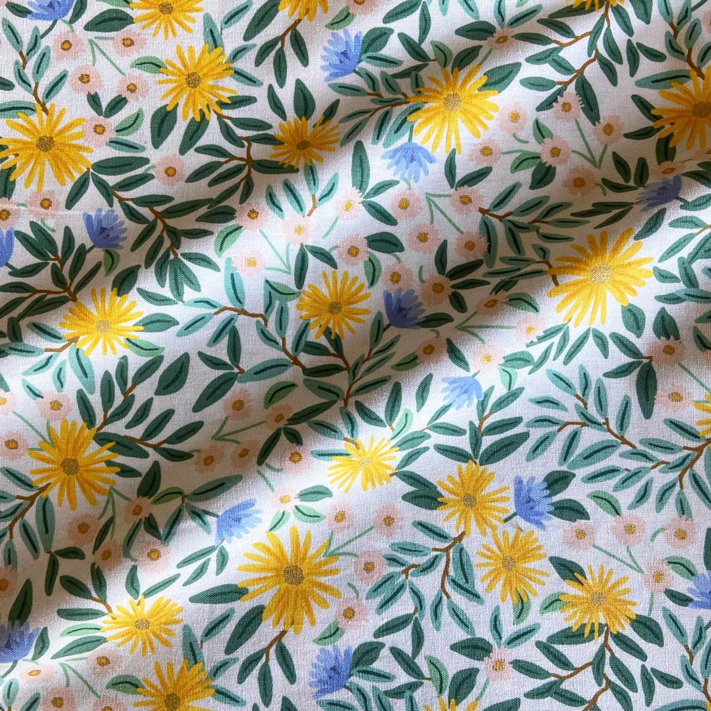 Rifle Paper Co. darling daisies pockets + dark oak waxed canvas | darling daisies lining swatch