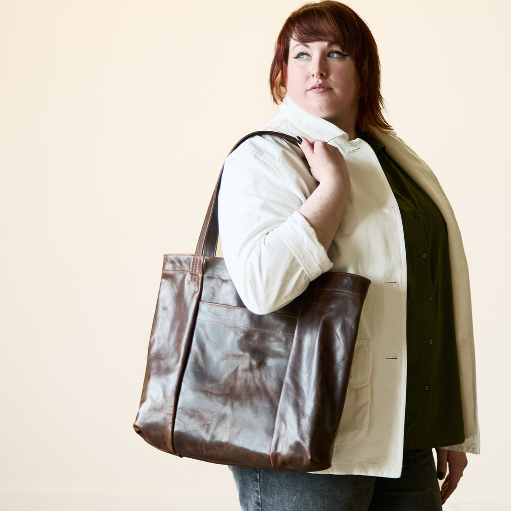 model holding scarborough in bourbon and cognac