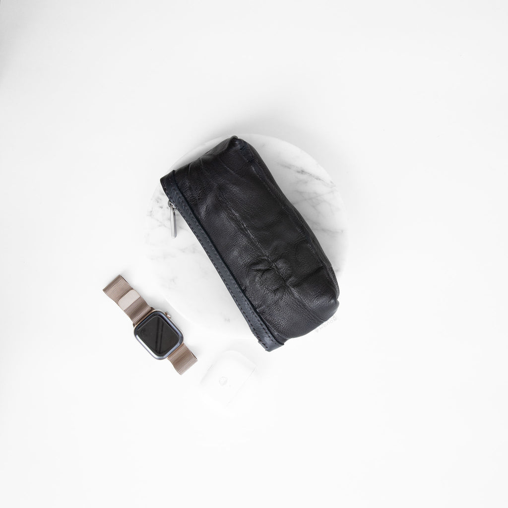 zip pouch small in milano black