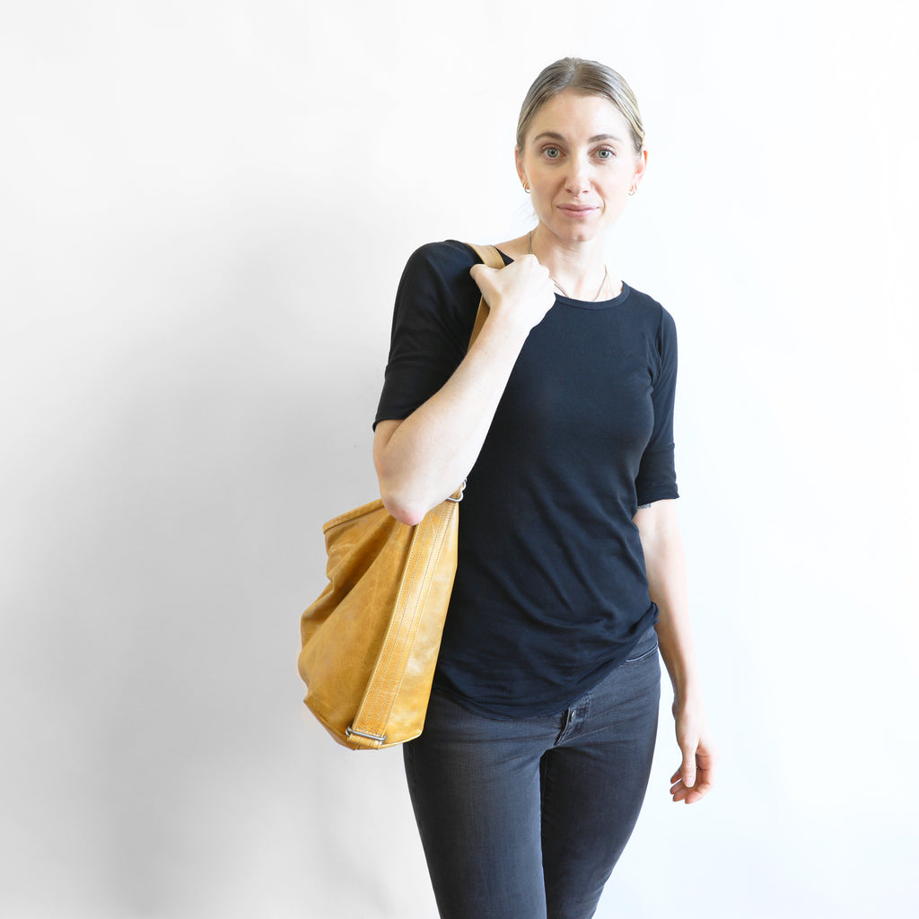 model with boho e+w adjustable size large in goldenrod