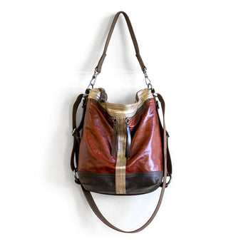 VTG302 | Amber | Vintage Hoop Hobo Double Zip - Small
