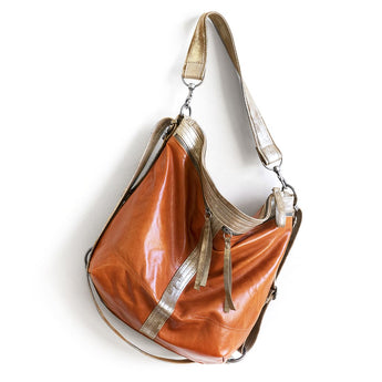 VTG451 | Brandy | California | Vintage Hoop Hobo Double Zip - Large