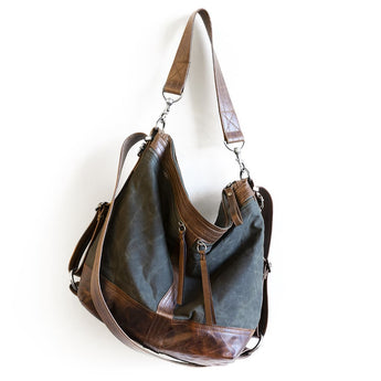 VTG463 | Brandy | California | Vintage Hoop Hobo Double Zip - Large