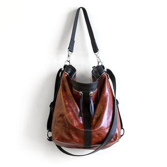 VTG299 | Brandy | Vintage Hoop Hobo Double Zip - Large