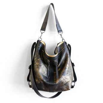 VTG155 | Elizabeth | Vintage Hoop Hobo Double Zip - Medium