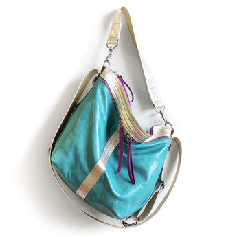 VTG474 | Lindsay | Michigan | Vintage Hoop Hobo Double Zip - Medium