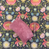 danish petals charcoal | danish petals charcoal  swatch, with token to show size of print