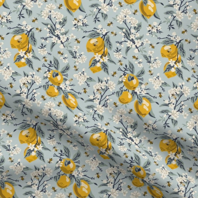 lemons and bees | cotton sateen | swatch
