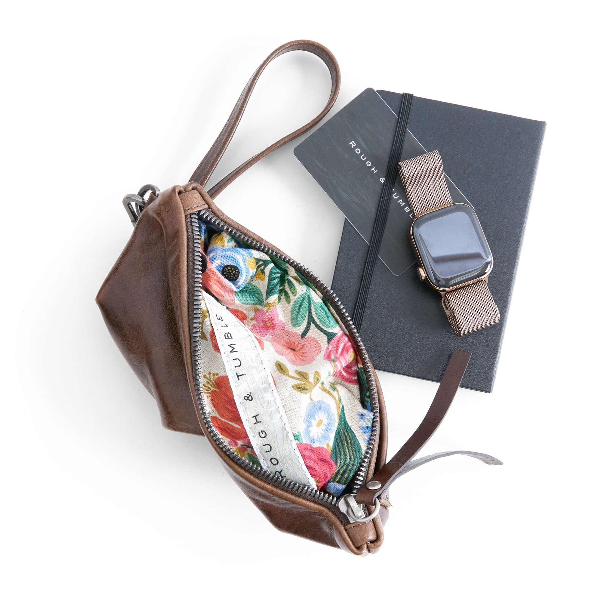 bon bon in cognac, showcasing interior rifle paper co. garden party coral lining