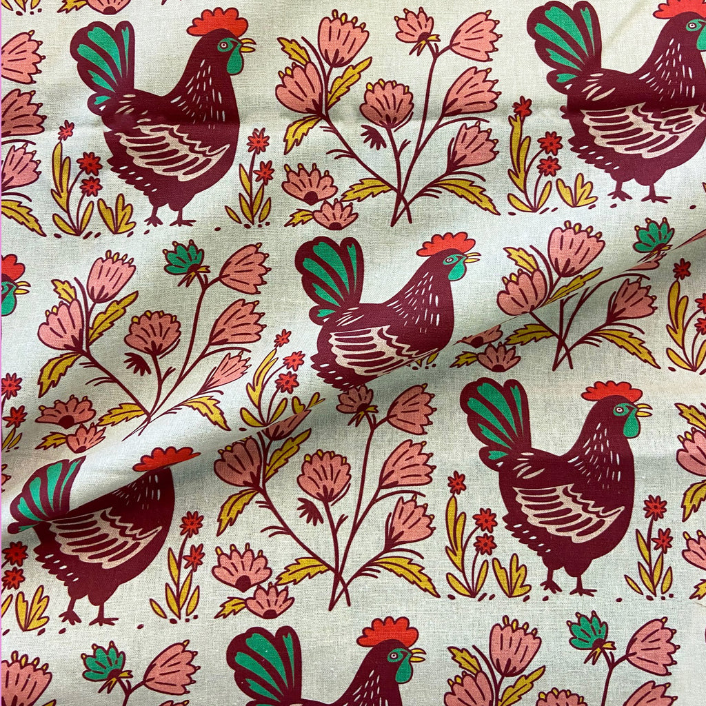 hens in the garden | linen blend | limited vault – Rough & Tumble