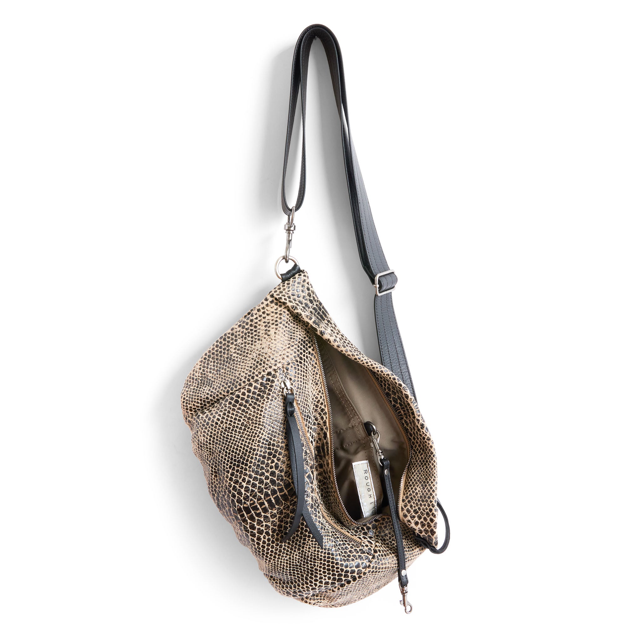 jenny size large in destroyed soft snake, showcasing interior essex lining