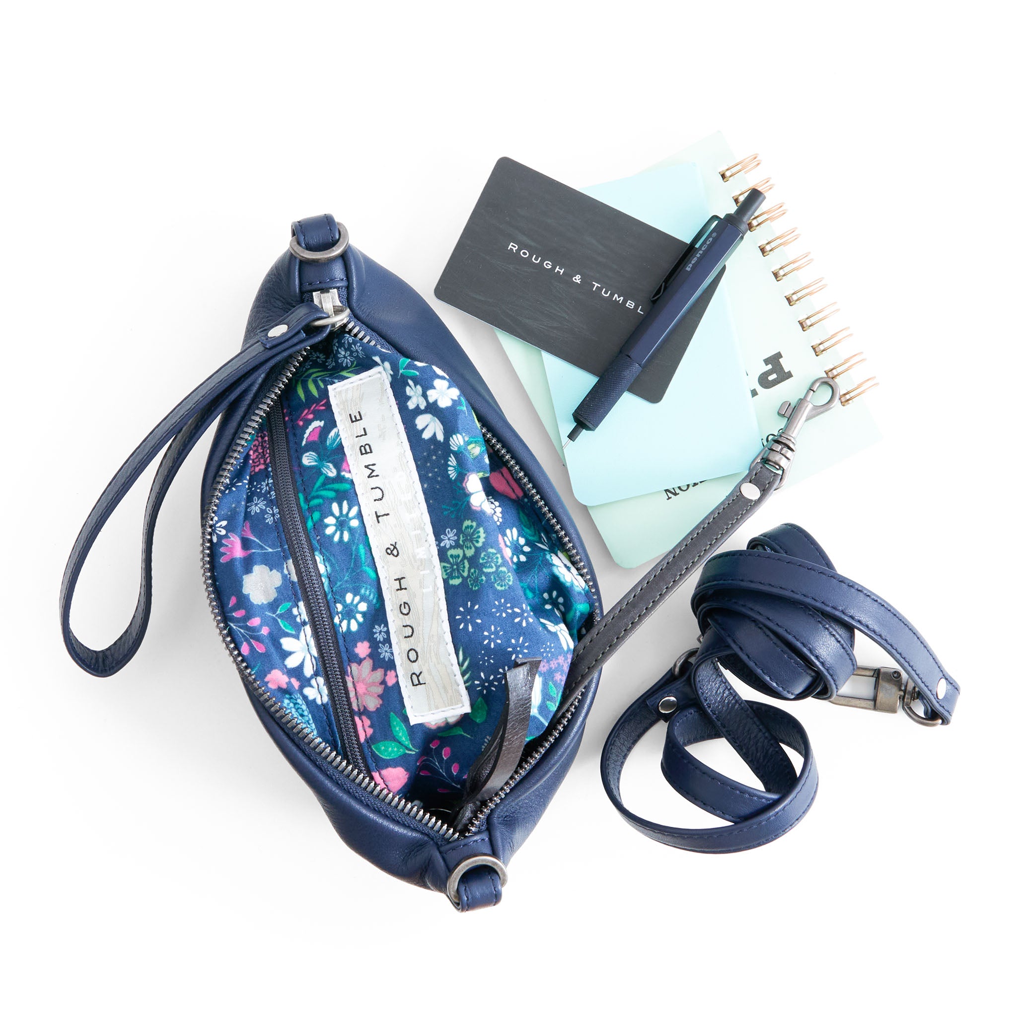 pinched bottom traveler in honed navy, showcasing interior frost flower lining