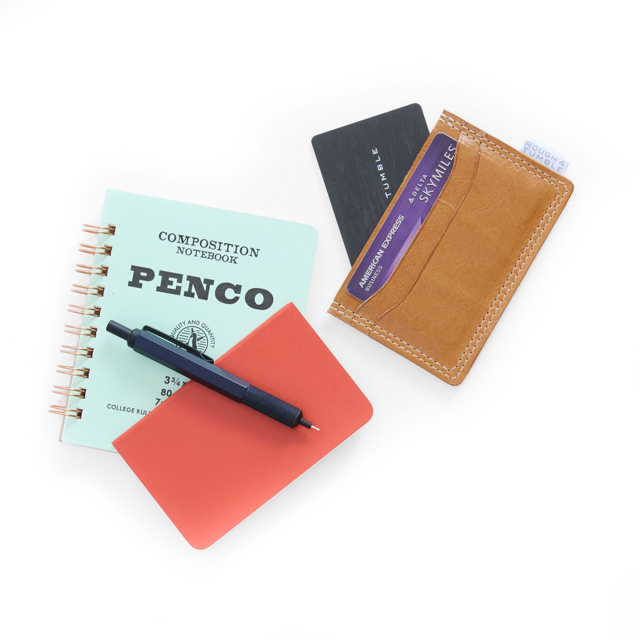 five slot wallet in light saddle
