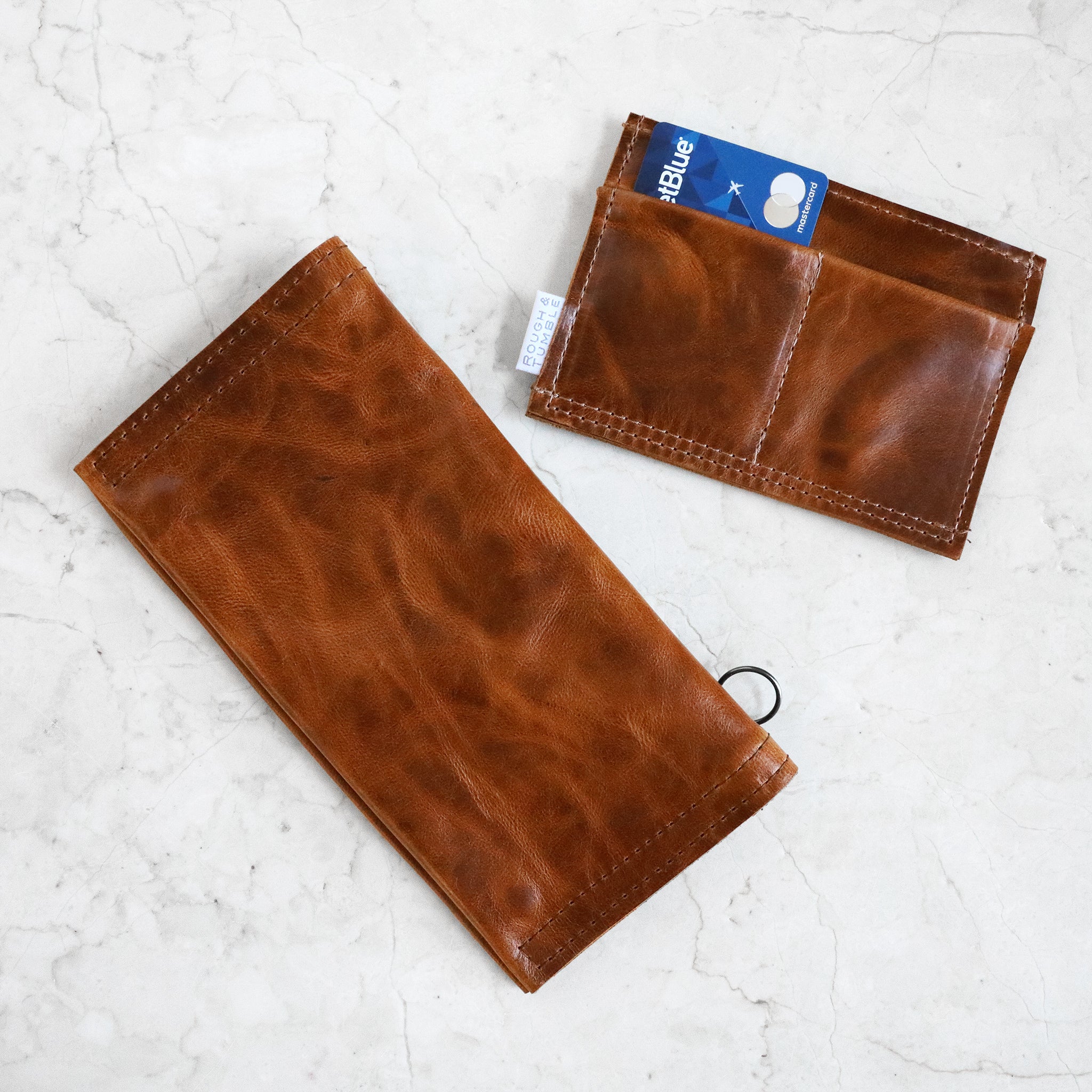 snap wallet with card holder duo in saddle