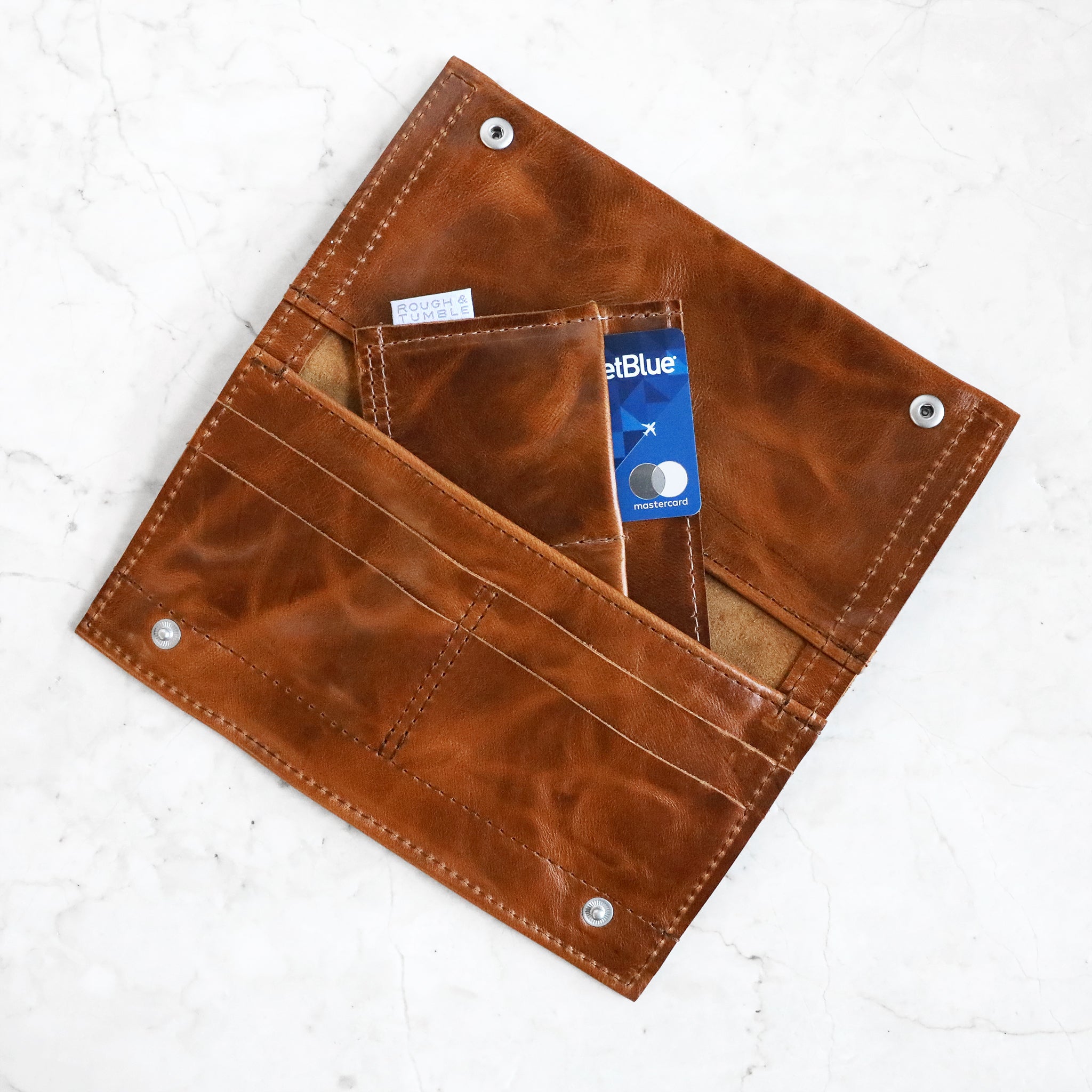 card holder duo with sanp wallet in saddle
