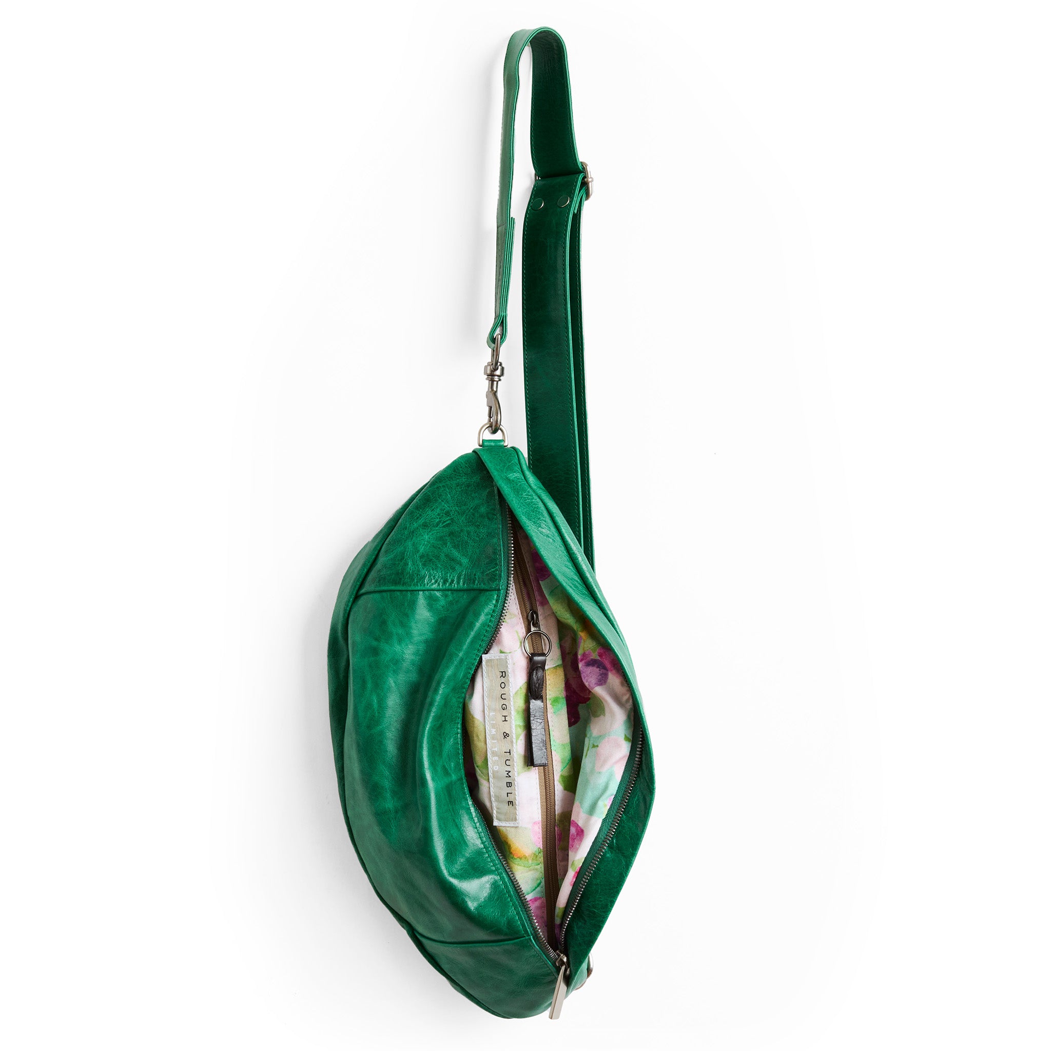 lissa in emerald, showcasing interior berry and branch lining