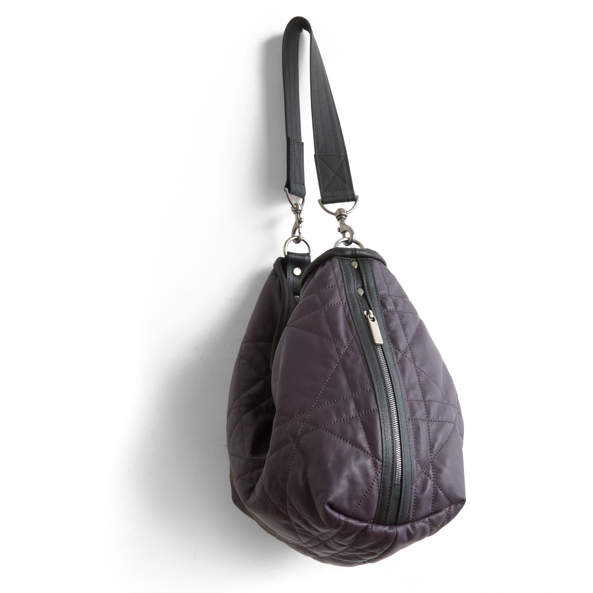 side view of boho dz size large in quilted pashi purple