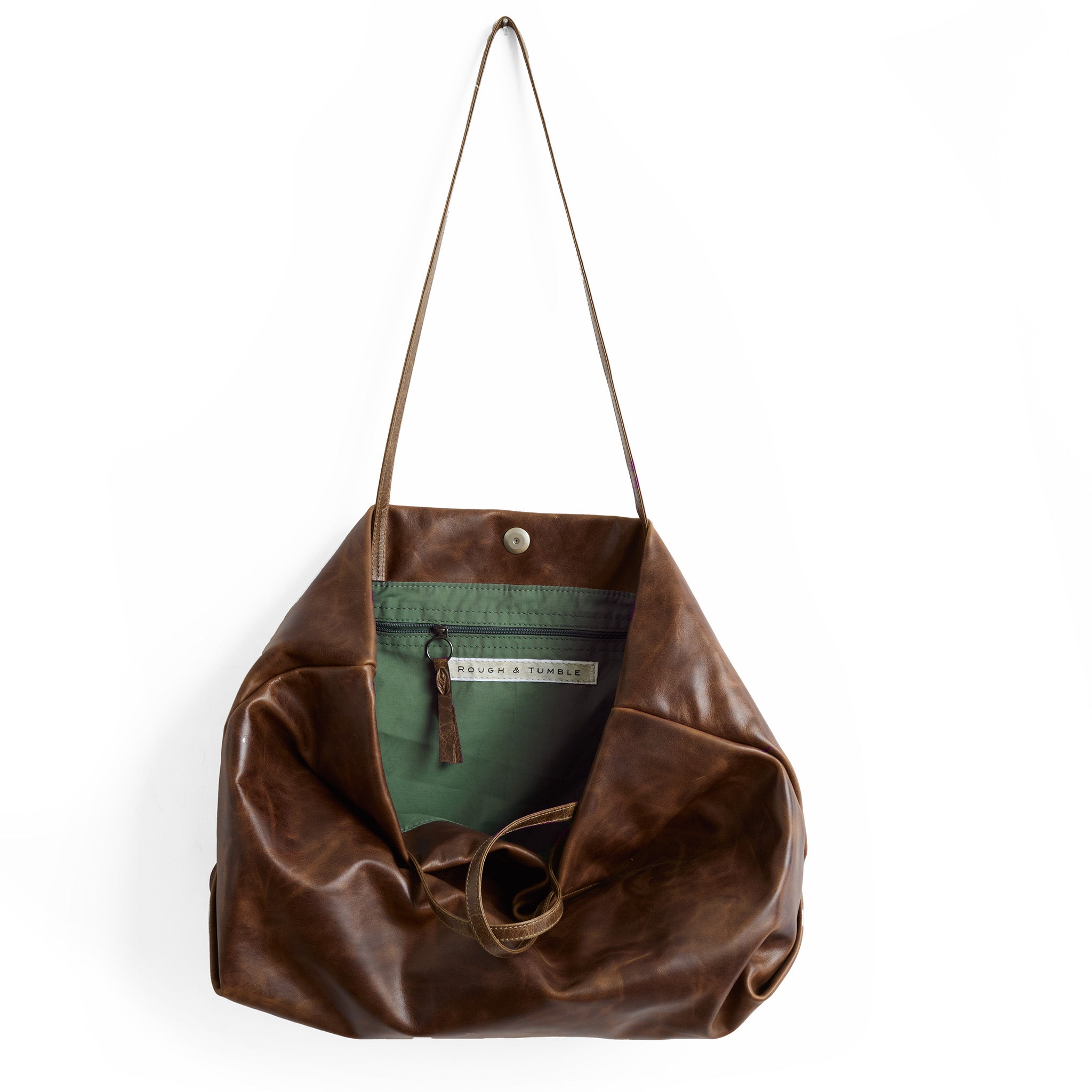 brooklyn tote in selkie, showcasing acadia lining