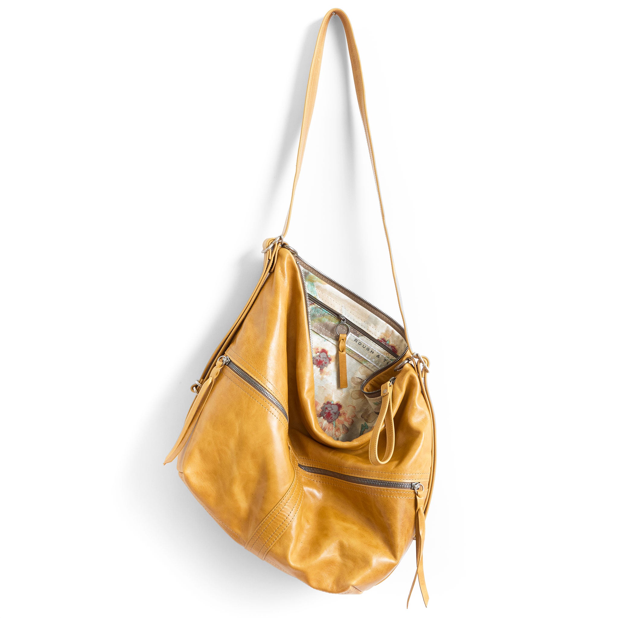 city safari double zip size large in goldenrod, showcasing aster flame interior lining