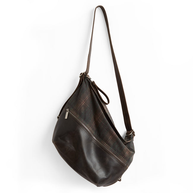 plaid waxed canvas + rubble tusk large | large city plaid waxed canvas and rubble tusk leather base