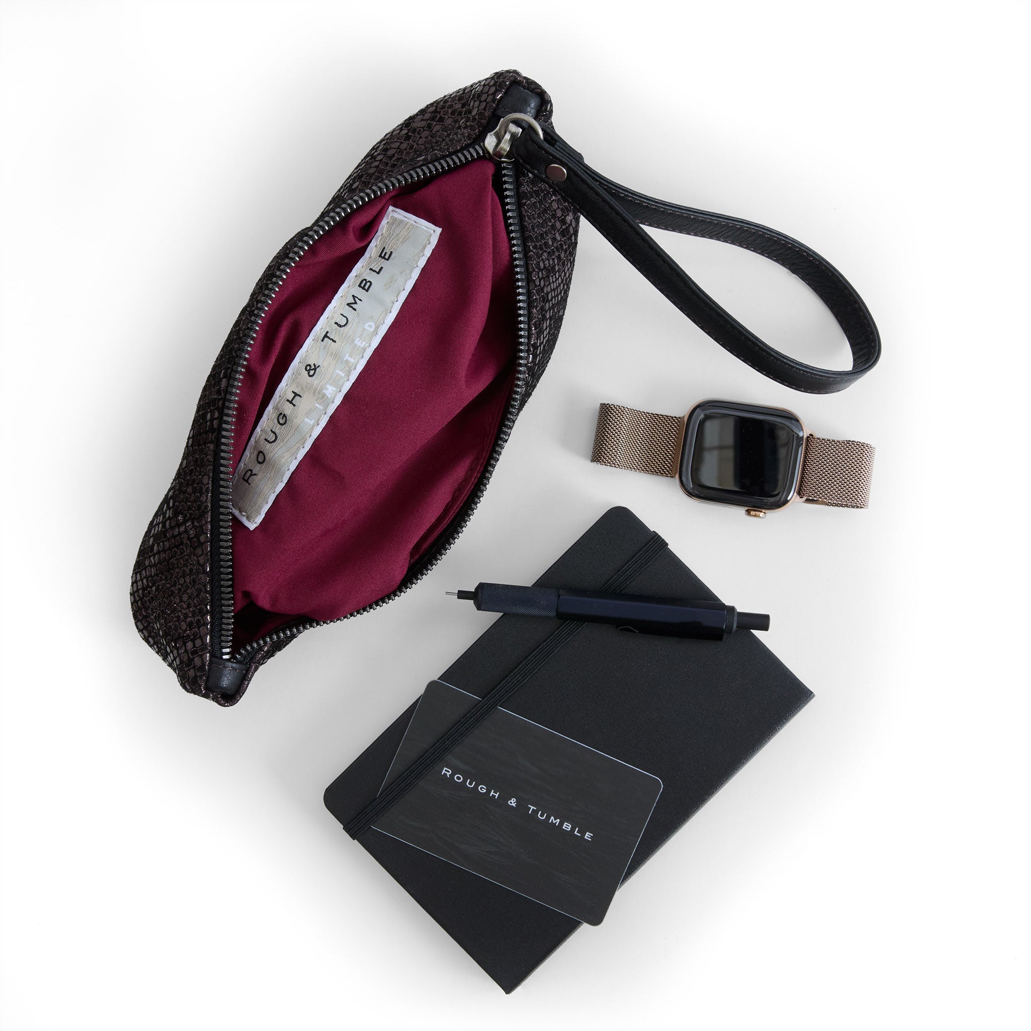 clutch in purple opal, showcasing interior jam lining
