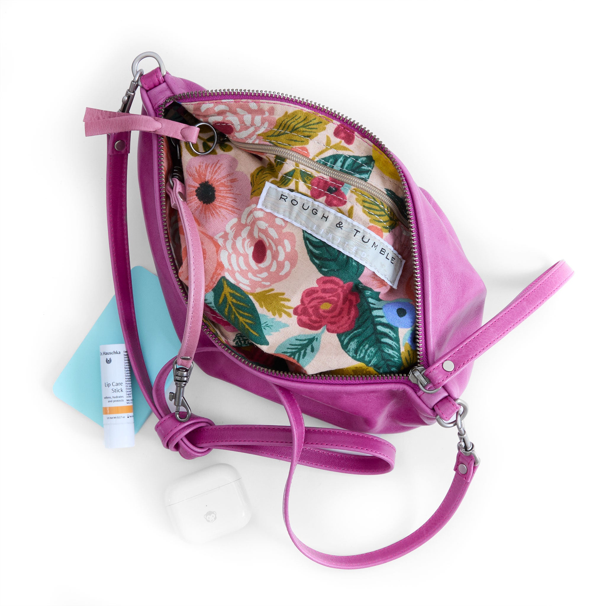 covet in hibiscus, showcasing interior rifle paper co. juliet rose cream lining