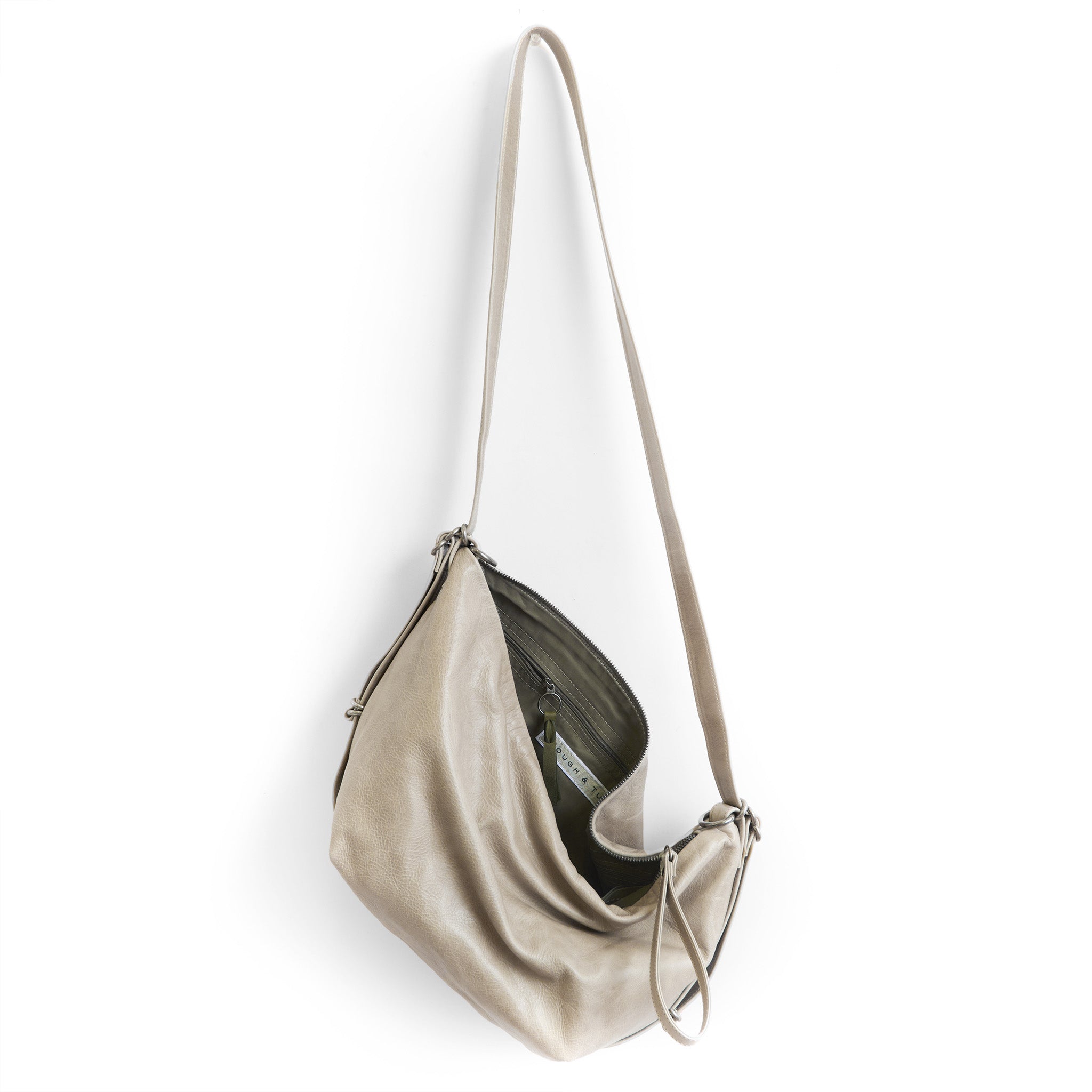 small duffel in sesame showcasing interior essex lining