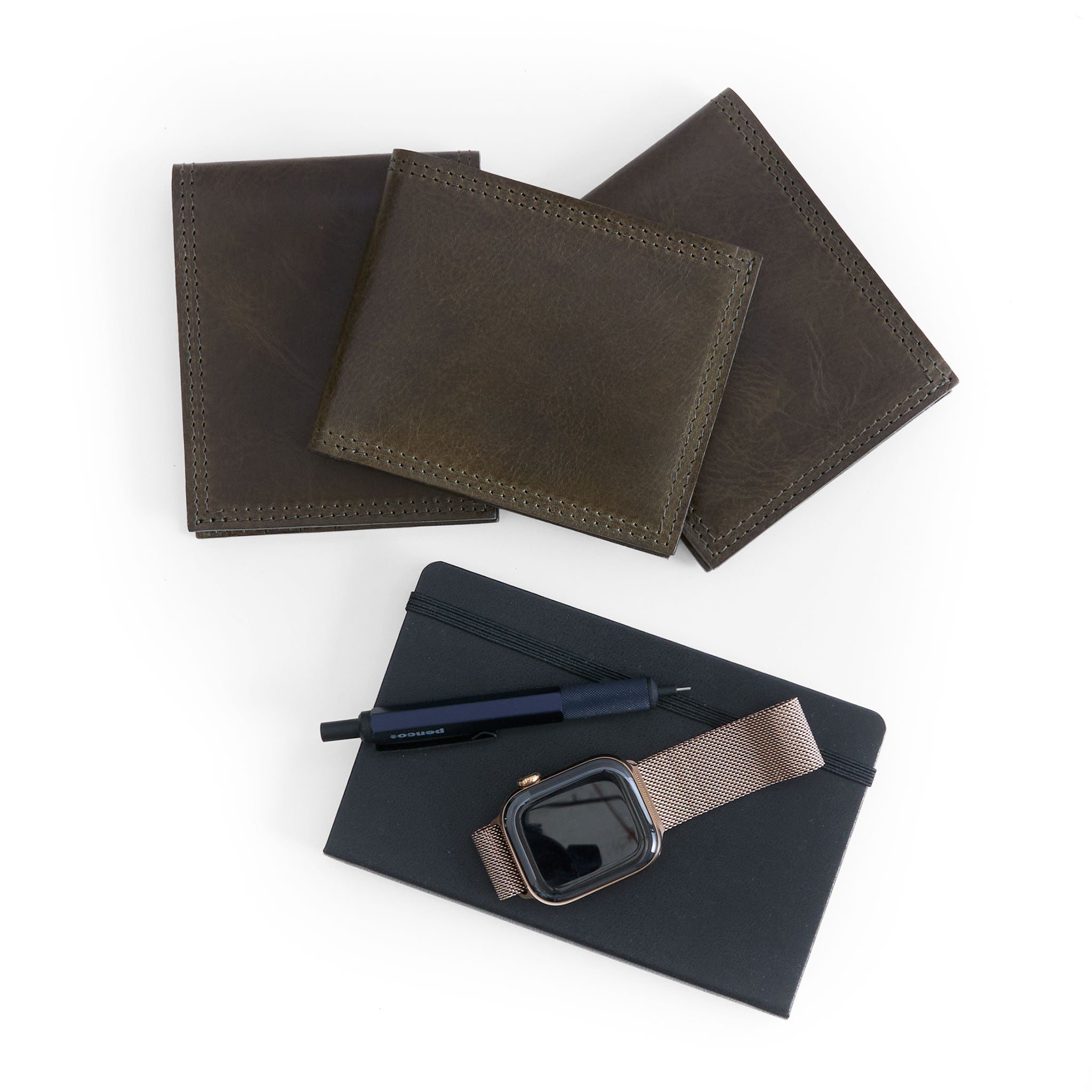 premium olive bifold wallet