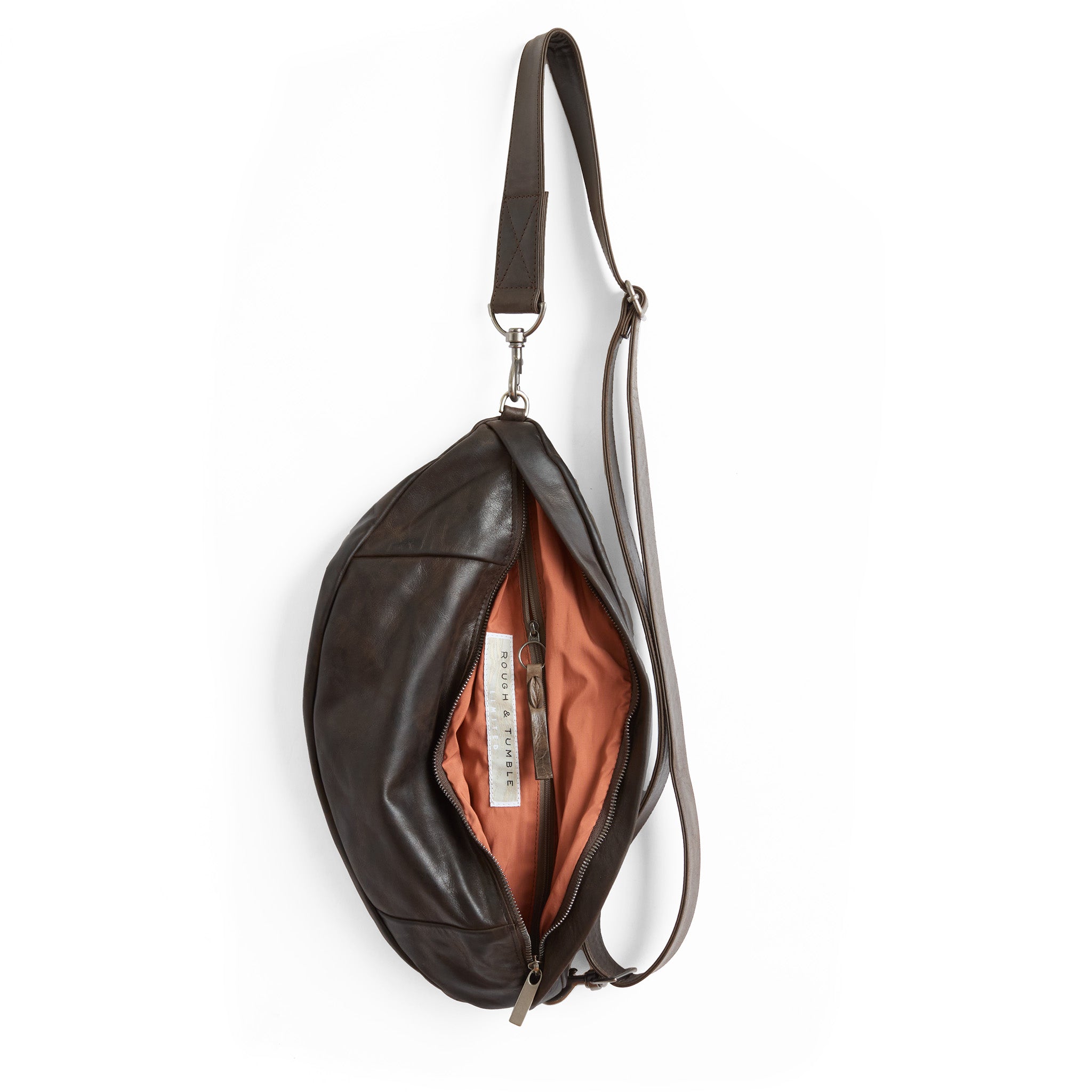 the lissa in distressed espresso, showcasing interior cider lining