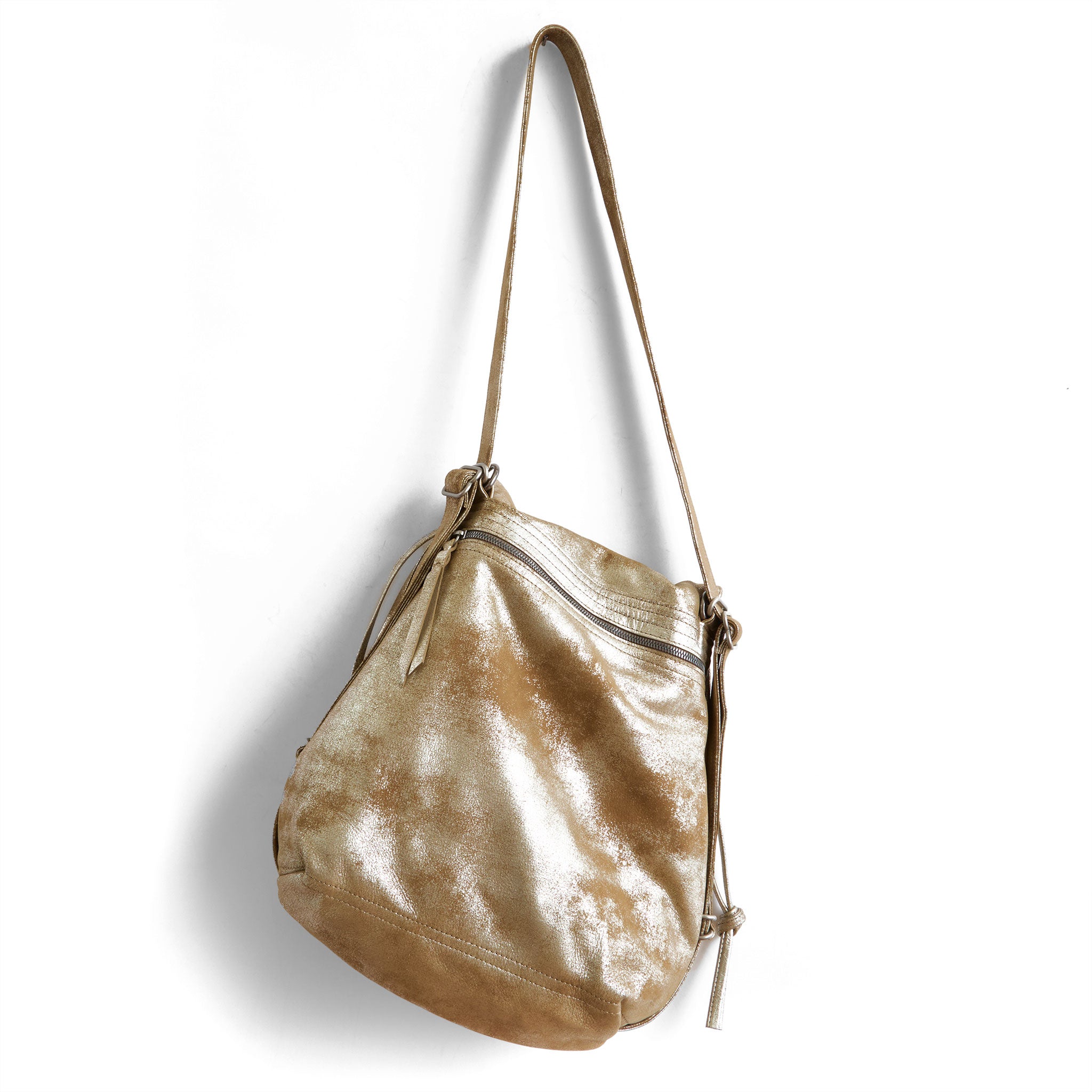 1904 maxwell size medium in double gilded mink, showcasing exterior back zippered pocket