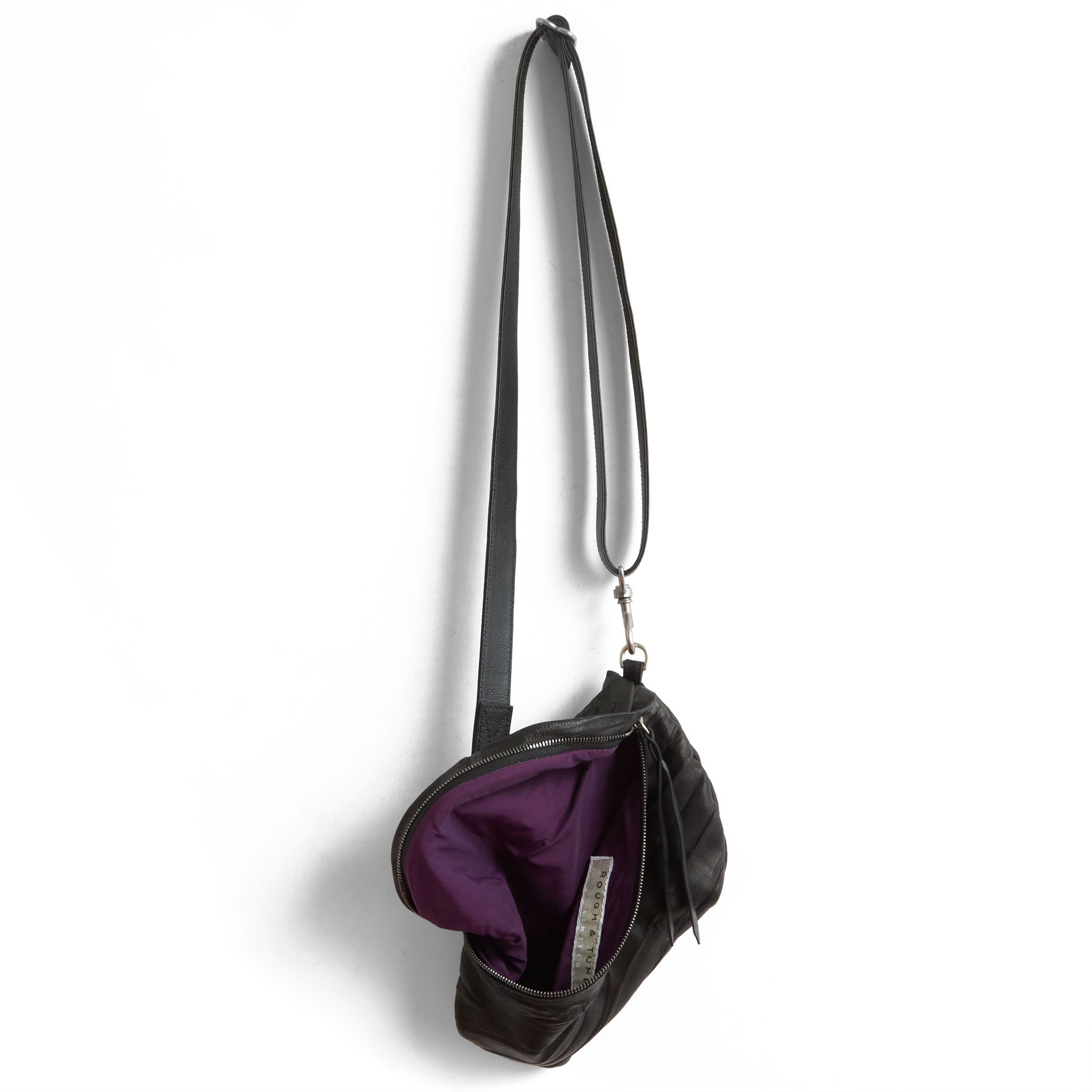 pia in milano black, showcasing interior purple lining