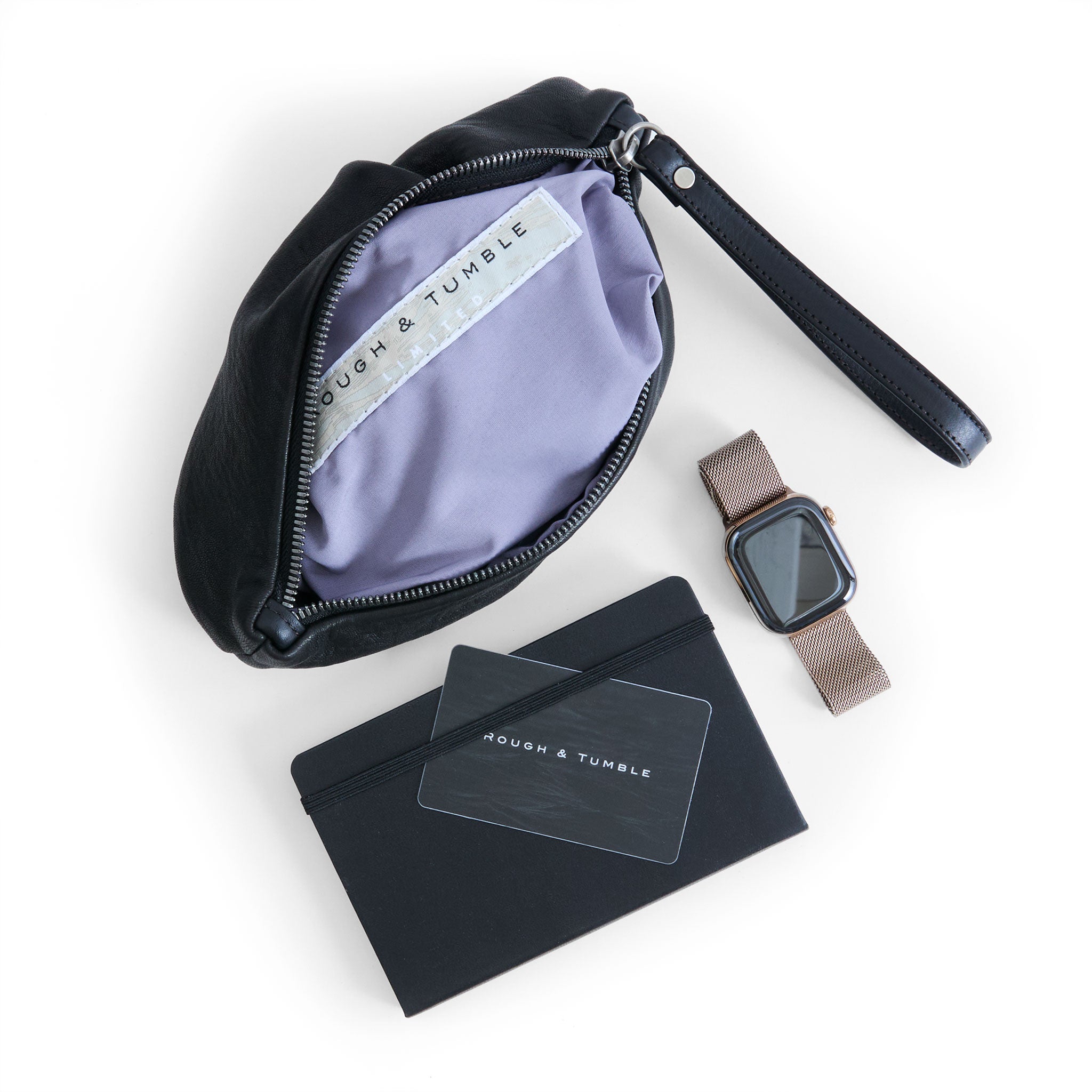 roro in black pebble, showcasing interior lupine lining