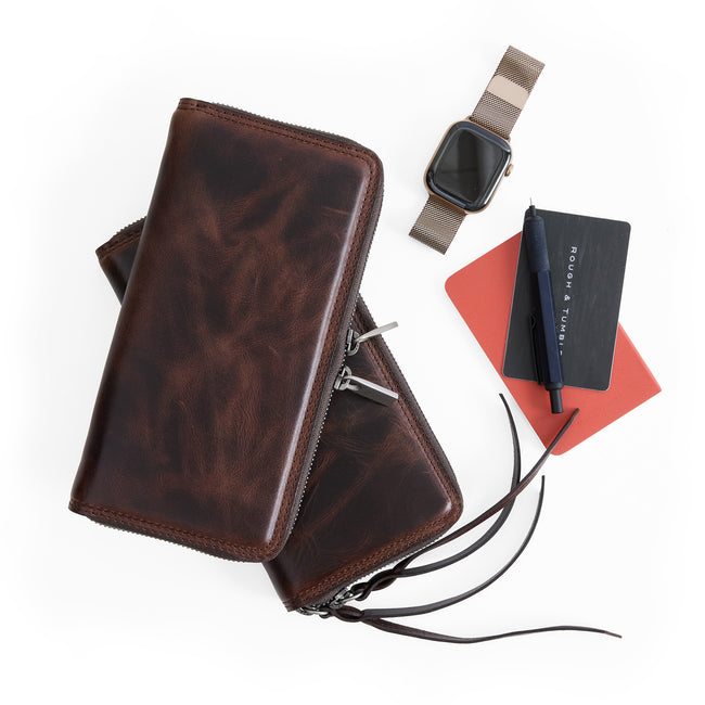 lambrusco | wallets in lambrusco - one with italian metal pulls and one with woven leather pulls