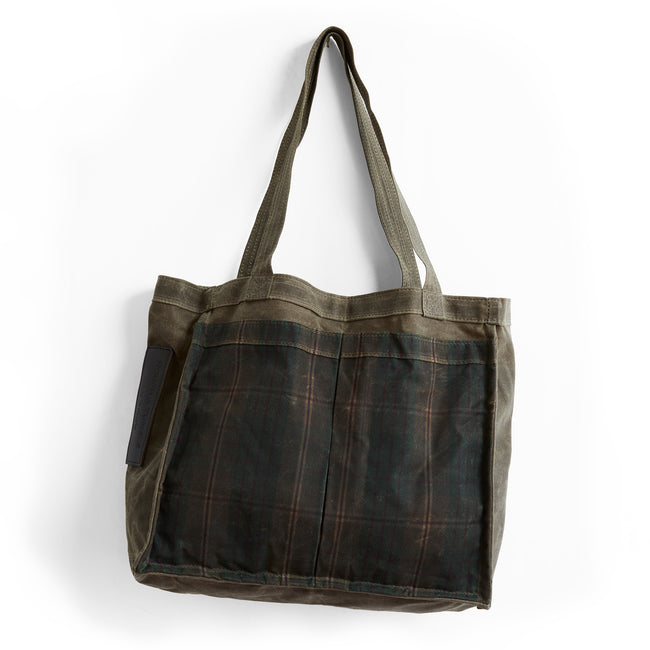 plaid waxed canvas + dark oak waxed canvas large | large treki in plaid and dark oak canvas