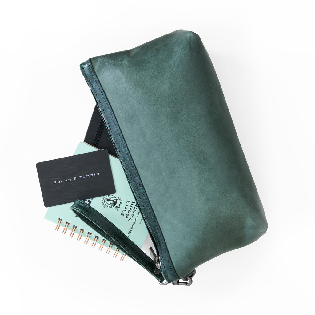 large zip pouch in river moss