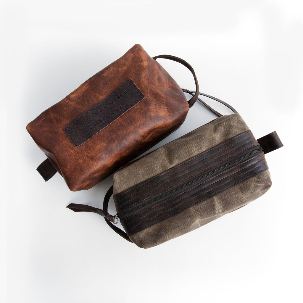ditty bag in dark oak, fuente base, and espresso top stripe