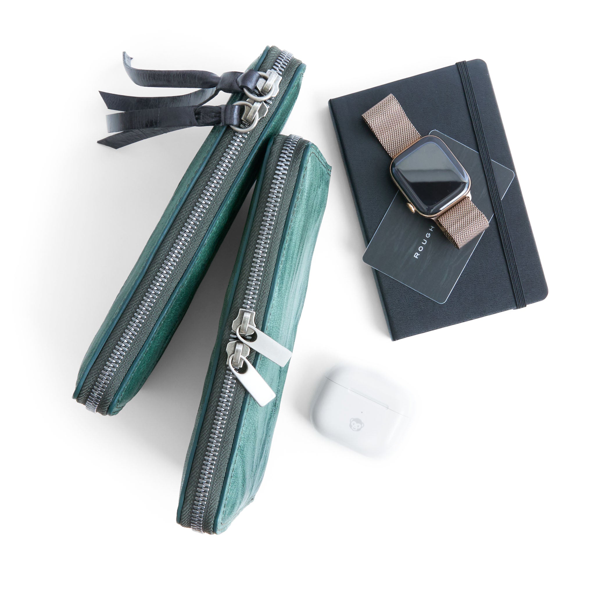 wallets in milano caspian, one with falcon leather pulls and one with italian metal pulls