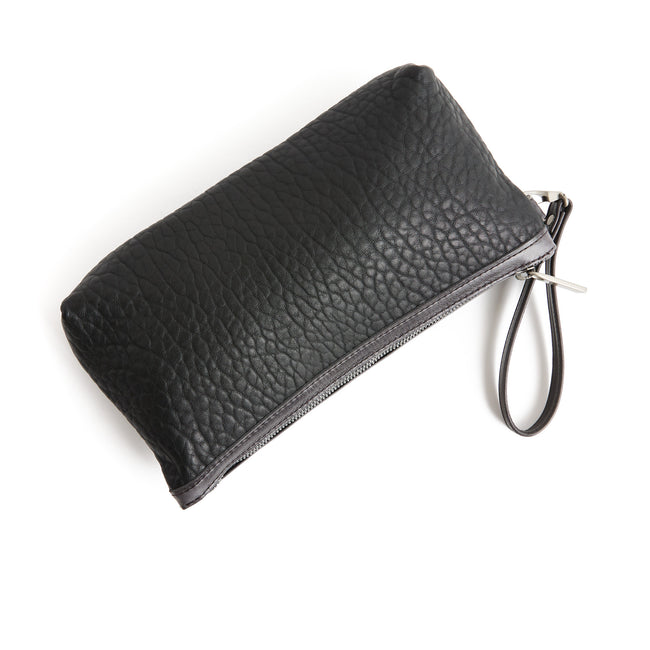 matte black pebble + black | zip pouch large in matte black pebble