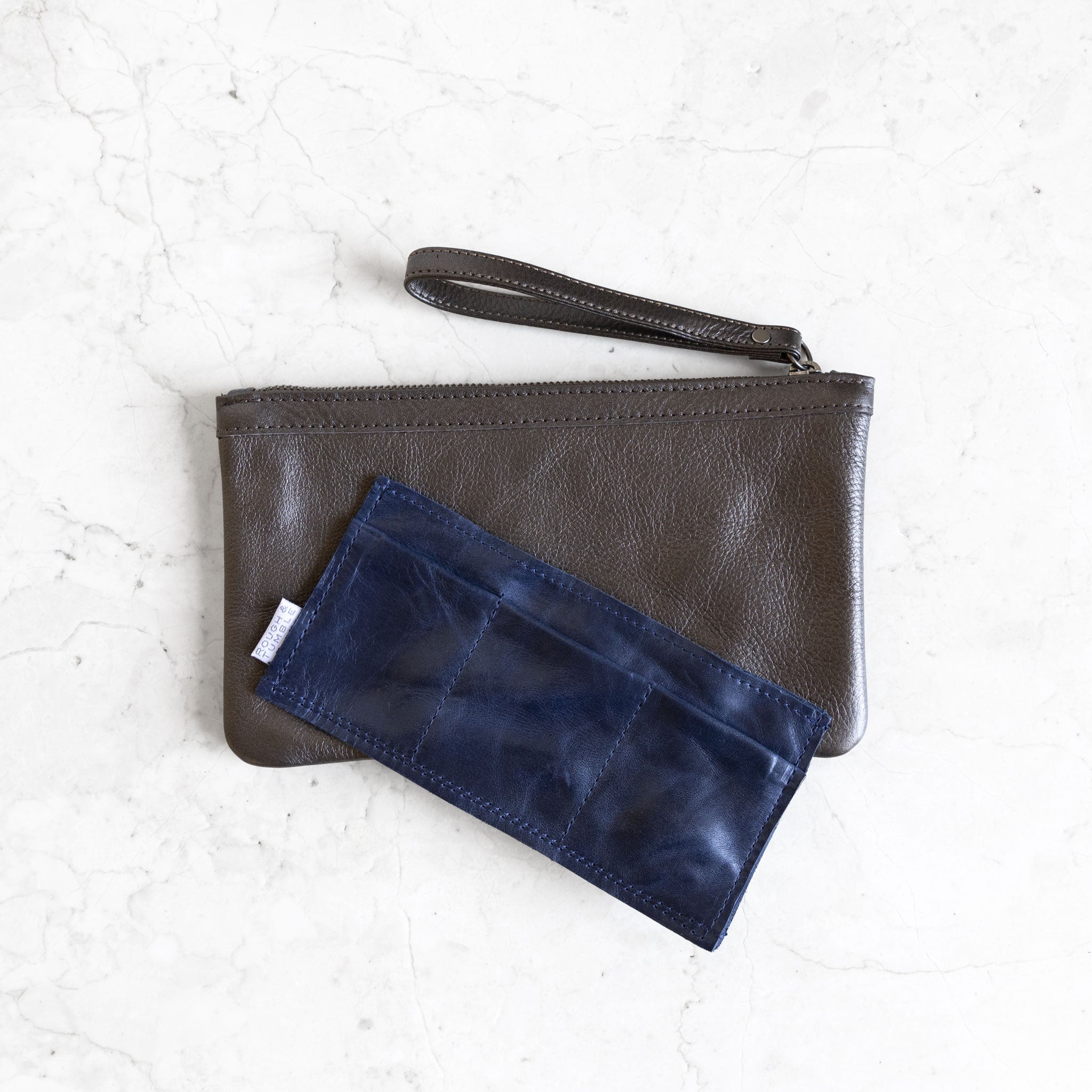 card holder trio in larkspur with alex medium in pewter